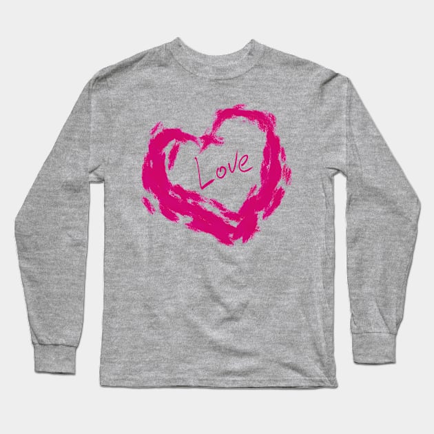 Love Heart Long Sleeve T-Shirt by designs-by-ann